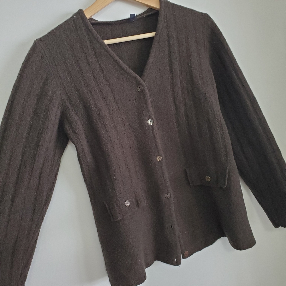 Vintage Small Sweater Tristan And Iseut Wool Cardigan Forest Green V-neck Button